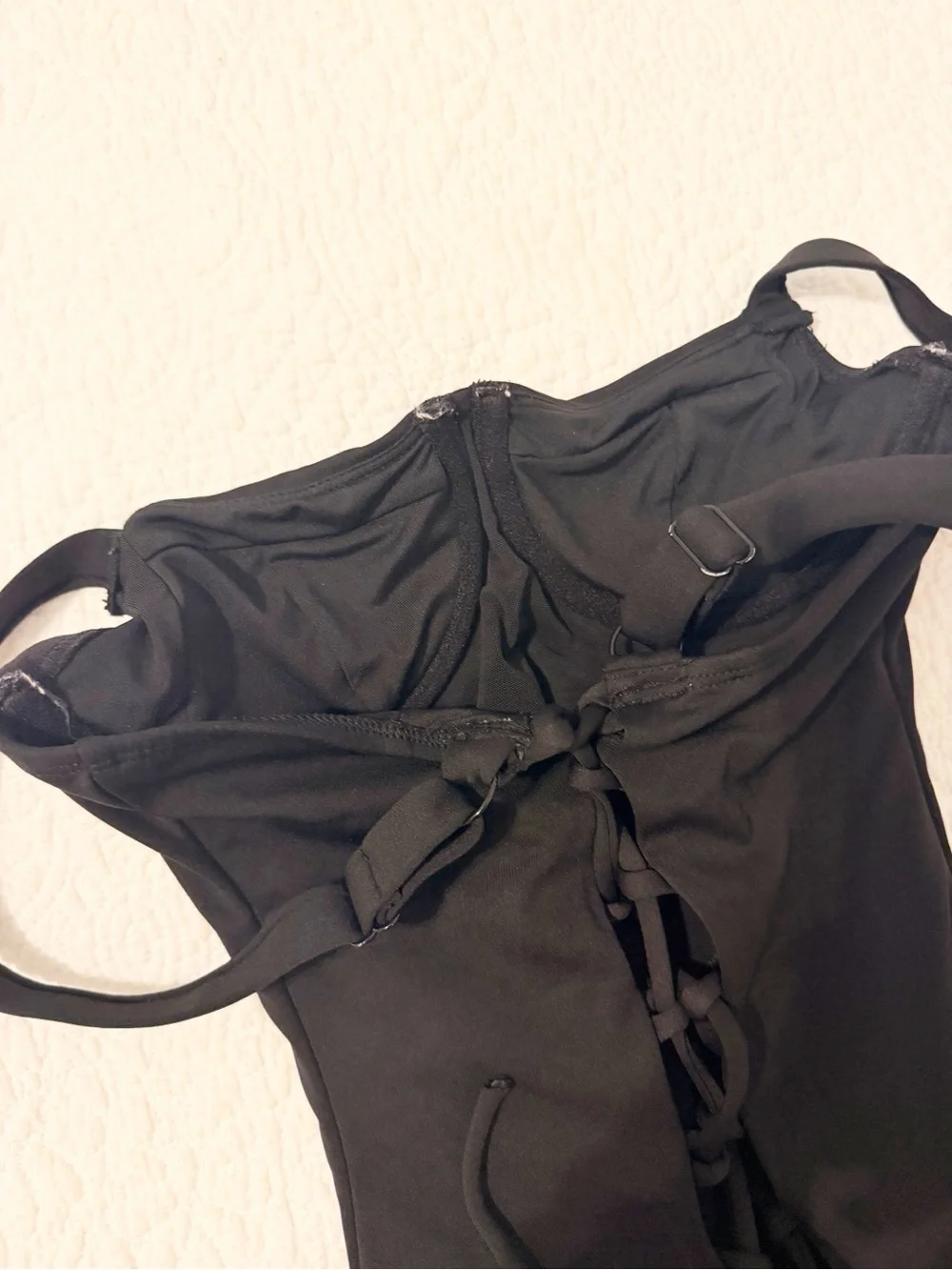 TA 3 Lift Black Lace Up Back One Piece Swimsuit Size Small S